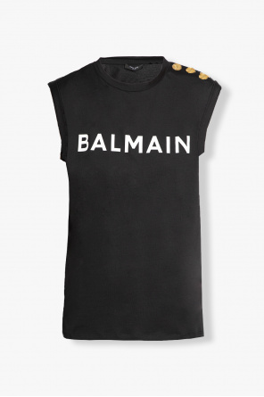 Tシャツ・カットソー BALMAIN SS25 Velvet logo t-shirt (EH1EG010BB17 GAB) Balmain Vintage Embroidered Logo T-Shirt (Black) – CNCPTS